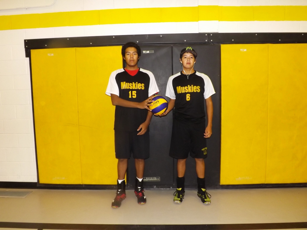 The Geyshick brothers, Henry and Brandon, helped their Fort Frances High School senior boys volleyball team to an 8-0 record and a NorWOSSA championship this year.  Submitted photo 